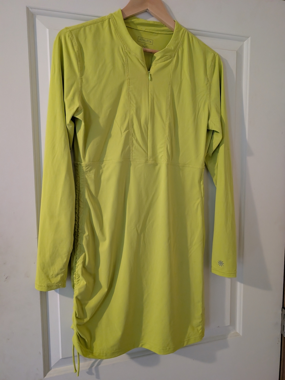 Athleta Neon Lime Long-Sleeve Swim Cover Dress Resort, cruise, Beachwear